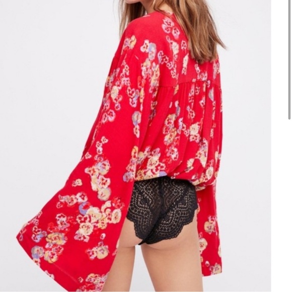 Free People Forties Feels Floral Print Bell Sleeves Bodysuit - Picture 2 of 9
